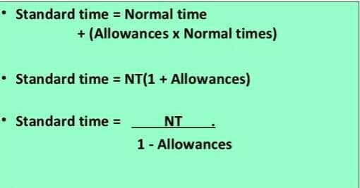 فرمول های محاسبه زمان استاندارد در زمان سنجی